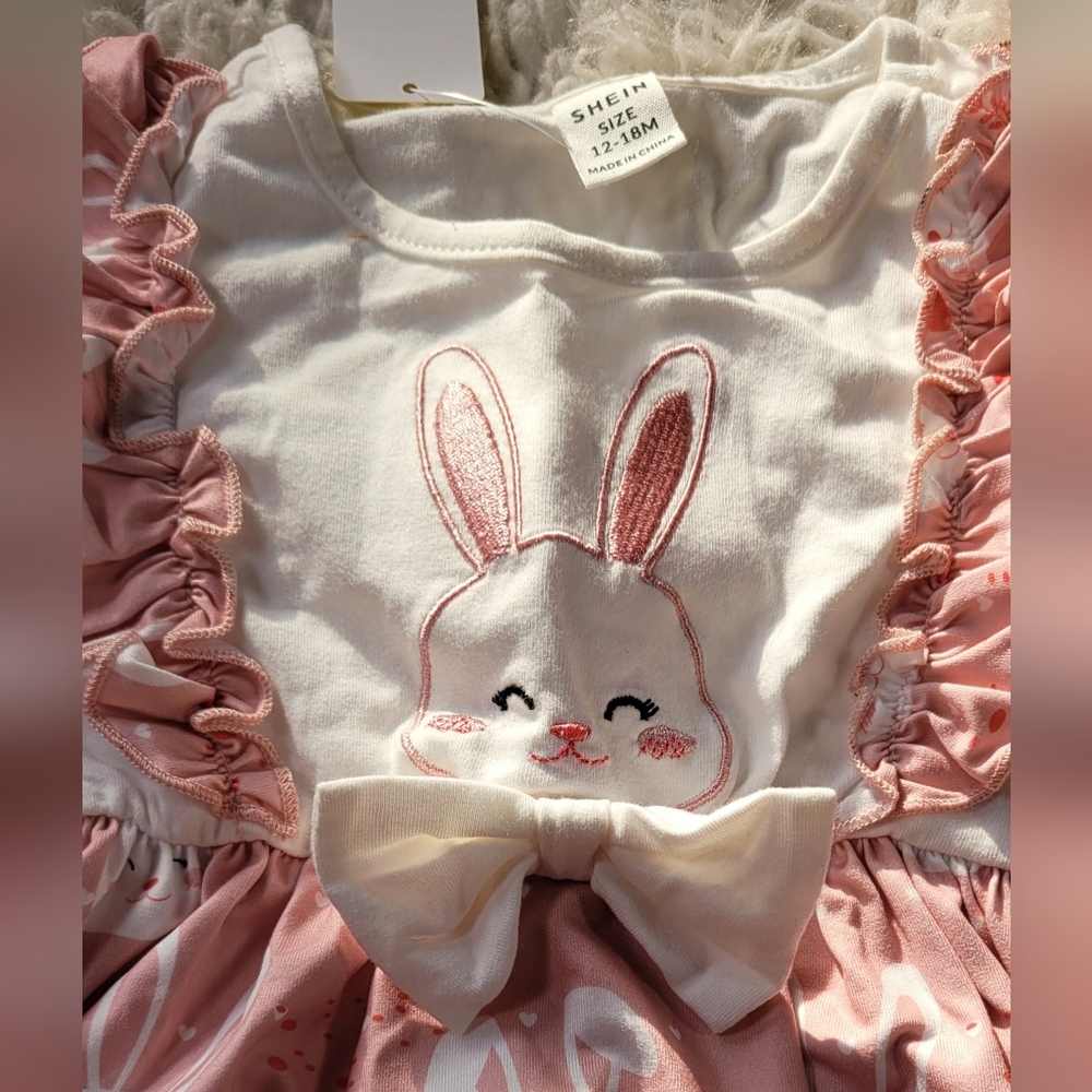 SHEIN Pink and White Bunny Print Dress - Picture 2 of 4